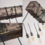 Ladiqi 10-Lights Wooden Island Chandelier Retro Rustic Pendant Lighting Lamp Multiple Adjustable Hanging Ceiling Linear Light Fixtures for Kitchen Island Living Room Bar