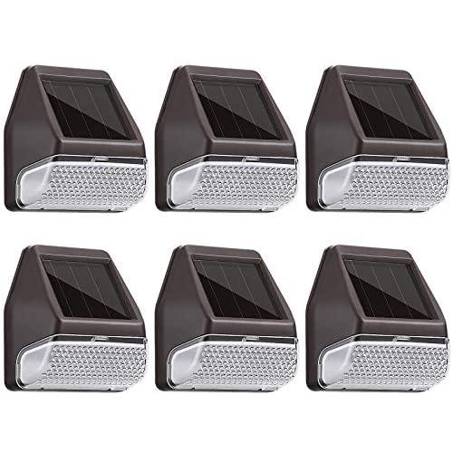 TORCHSTAR Solar Step Lights Outdoor, Dusk-to-Dawn Solar Powered Fence Lights, Deck Lights Outside Night Lights for Patio, Pathway, Walkway, Garden, 4000K Cool White, Oil Rubbed Bronze, Pack of 6