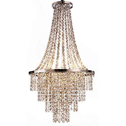 Luxurious Crystal Chandelier with Octagon Shape Crystal Lighting Fixture Pendant Lamp for Dining Room Bedroom Living Room 3 E26 LED Bulbs (Transparent Pewter 1)