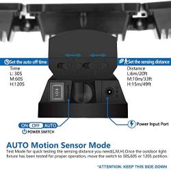 Solar Lights Outdoor, AmeriTop Super Bright LED Solar Motion Sensor Lights with Wide Angle Illumination; 1600LM 6000K, 3 Adjustable Heads, IP65 Waterproof Outdoor Security Lighting (Black)