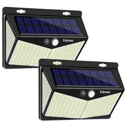 Enkman Solar Lights Outdoor 208 LED,Wireless Motion Sensor Lights with 270° Wide Angle IP65 Waterproof for Deck Fence Post Door Wall Yard and Garage, Yard, Garage, Deck, Pathway, Porch (2PACK-208LED)