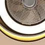 HarBin-Star 23Inch Ceiling Fan with Lights, Modern Double Circle Invisible LED Fan Chandelier Semi Flush Mount Tricolor Dimming with Remote Control