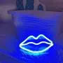 Lips Shaped Neon Signs Led Romantic Art Decorative Neon Lights Wall Decor for Christmas Gift Studio Party Kids Room Living Room Wedding Party Decoration Blue