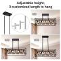 XIPUDA Kitchen Island Pendant Light Fixture Farmhouse Chandeliers Lighting, Pool Table Linear Lights, Wood Metal Frame Hanging Light for Dinning Room (5-Light)