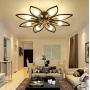 LITFAD Flower Semi Flush Mount Ceiling Light Metal 8 Lights Modern Ceiling Lamp Fixture Living Room Lamp LED Pandent Light in Black for Dinning Room Bedroom Restaurant