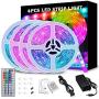 65.6FT/20M LED Strip Lights, Wrrlight RGB LED Light Strip 600 LEDs 5050 SMD Color Changing LED Strip Lights Flexible Tape Light Kit with 44 Keys IR Remote Controller for Kitchen Home Party(4x16.4FT)…