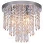 WIFUME Mini Crystal Chandelier, Modern Chandelier Lighting Fixture, 3 Lights Flush Mount Ceiling Light, Crystal Ceiling Lamp for Bedroom Kitchen Living Room Hallway Dining Room, Wide11''