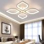 LITFAD 4 Heads Petal Semi Flush Light Monochromatic LED Ceiling Light Fixture 110-120V 40W Modern Acrylic Ceiling Lamp with White Metal Canopy for Living Room Bedroom Restaurant - White