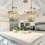 Stone Beaded Chandelier Lighting Fixture 3-Light Home Decor Gold Metal Chandeliers 12''D x 21.9''H Ceiling Mounted Pendant Lamp for Dining Room, Bedrooms, Bathroom, Foyer, Doorways