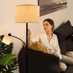 DLLT Living Room Standing Floor Lamps for Reading, Modern Tall Pole Lamp for Contemporary Home with Adjustable Side Light, Mid-Century Industrial Lighting with Drum Shade for Bedroom, Office, Metal