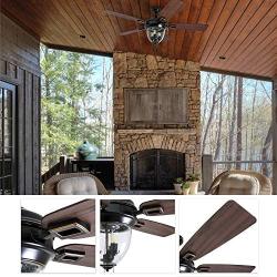 Honeywell Ceiling Fans 50615-01 Glencrest 52” Indoor & Outdoor, LED Edison Bulbs, ETL Damp Rated Aged Teak/Dark Walnut Blades, Oil Rubbed Bronze