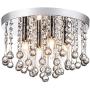 Maxax Crystal Chandelier Lighting Mini Chandelier 4 Lights Flush Mount Ceiling Light for Hallway, Kitchen, Dining Room, Kids Room, Chrome Finish