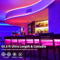 65.6FT/20M LED Strip Lights, Ultra-Long Dimmable RGB LED Strip, 5050 SMD 600 LEDs Color Changing Light Strip with APP Control and Remote, Music Sync Tape Lights for Bedroom,Kitchen,Dorm,Ceiling&TV