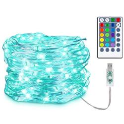 Koxly Christmas Fairy String Lights USB Powered, 16 Colors Changing String Lights 33ft 100 LED Waterproof Twinkle Lights with 4 Lighting Modes Remote Control for Bedroom Wedding Christmas Decorations