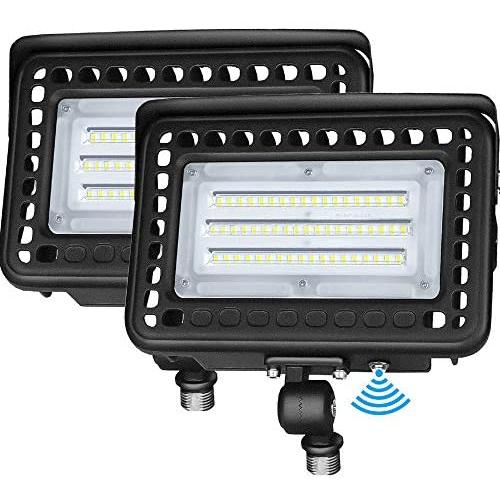 LEDMO 60W LED Flood Light with Dusk to Dawn Photocell, 7800Lm 5000K Knuckle Mount, IP65 Waterproof Super Bright LED Security Light for Outdoor Doorways Gardens Yards, Advertising Boards(2 Pack)