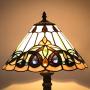 Tiffany Style Retro Baroque Lamp Table Light 12 Inches Wide Hand-Cut Stained Glass Desk Antique Night Light and Antique Brass Finish Metal Lamp Base for Living Room Restaurant Office EFFORTINC.COM