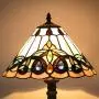 Tiffany Style Retro Baroque Lamp Table Light 12 Inches Wide Hand-Cut Stained Glass Desk Antique Night Light and Antique Brass Finish Metal Lamp Base for Living Room Restaurant Office EFFORTINC.COM