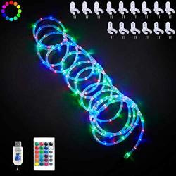 Eastern Bling LED Rope Lights RGB Outdoor 10M/33FT 100 LED, Color Changing Long Tube Multicolor Rope Light with Remote Control for Christmas Easter Party Balcony Birthday Decoration