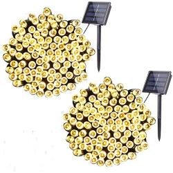 woohaha Solar Fairy String Lights Outdoor Waterproof, 2 Pack 33ft 100LED Solar Powered String Lights for Christmas Patio Home, Wedding, Party (100LED 2pcs, Warm White)