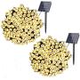 woohaha Solar Fairy String Lights Outdoor Waterproof, 2 Pack 33ft 100LED Solar Powered String Lights for Christmas Patio Home, Wedding, Party (100LED 2pcs, Warm White)
