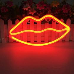 Lip Shaped Neon Signs Led Neon Light Art Decorative Lights Wall Decor for Christmas Children Baby Room Wedding Party Decoration (Red)