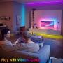 LUXJET 50ft Led Strip Lights Kit RGB 5050 Color Changing LED Strips with 44Key IR Remote and DC24V Adapter Tape Light for Bedroom Kitchen Bar TV Home