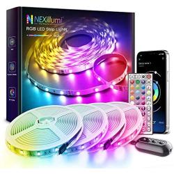 Upgraded 80 ft LED Lights for Bedroom SMD 5050 RGB Color Changing LED Strip Lights for Room Decorations, 4 Rolls of 20 ft (80Ft APP+ Remote+ Mic Control)