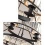 NOXARTE Round Crystal Chandelier Hanging Pendant Ceiling Light Black Fixture for Dining Room Bedroom
