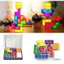 Tetris Stackable Night Light,VEEKI LED 7 Colors 3D Puzzles Toy Induction Interlocking Desk Lamp, DIY Tetris Tangram Light Magic Blocks Puzzles Toy lamp for Kids Teens Bedroom (Tetris Night)