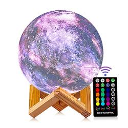 Moon Lamp, DTOETKD 16 Colors Galaxy Lamp 3D Print Moon Light with Stand, Remote & Touch Control, USB Rechargeable Starry Night Lights for Kids, Birthday Gifts for Boys Girls Couples Friends