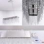30'' Contemporary Linear Crystal Chandelier - Stainless Island 6-Lights Crystal Pendant Lighting Fixture - Modern Rectangular Dining Room Crystal Hanging Light Luenfat Lighting