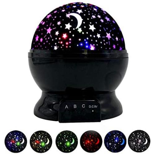Night Light for Kids, Rotating Star Night Lights for Boy Girl Moon Sky Projection Lamp Bedroom Starry Nightights for Kid Birthday Christmas Gifts for 1 2 3 4-12 Year Old Girls Boys Toys Age 3-12 Black