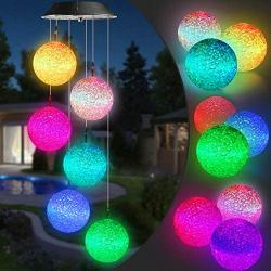 Toodour Solar Christmas Lights, Color Changing Solar Ball Wind Chimes, LED Decorative Mobile, Waterproof Outdoor Decorative Lights for Patio, Balcony, Bedroom, Party, Yard, Window, Garden