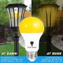 2 Pack LED Dusk to Dawn A19 Bug Light Bulbs, Yellow Bulb, Amber Light with Automatic Sensor Bulb, LED Porch Lights Security Outdoor Bulb, Auto on/Off, 2000K E26, 500 Lumens by Bluex Bulbs