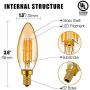 LED Light Bulbs, Emotionlite Dimmable Candelabra Bulbs, E12 Base, Amber Yellowish, Chandelier Light, Ceiling Fan Bulb, 40W Equivalent, 4W, 2200K, 300LM, UL Listed, 6 Pack