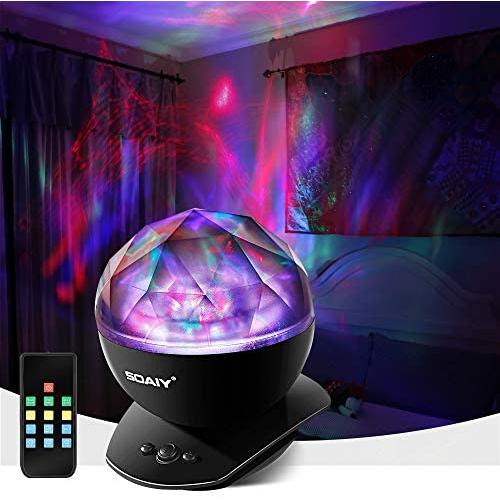 Aurora Night Light, LED Aurora Projector Night Lamps with Remote, 8 Mode Lighting Shows, Built in Speaker and Timing, Mood Relaxing Soothing Night Light for Baby Kids Adults (UL Adapter)