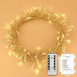 STARKER 36ft 100LEDs String Lights 8 Mode Battery Powered IP65 Waterproof Fairy Lights Remote Control Timer Twinkle Lights for Bedroom, Outdoor,Garden, Patio, Party,Christmas (Warm White, Dimmable)…