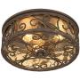 Casa Seville Rustic Outdoor Ceiling Light Fixture Dark Walnut Iron Scroll 12'' Champagne Water Glass Damp Rated for Exterior House Porch Patio Deck - John Timberland