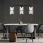 SHENGQINGTOP 33 Inches Industrial Kitchen Island Lights with Clear Glass, 3-Light Dining Room Lighting Fixtures Hanging, New Transitional Multi Pendant Lighting, Matte Black Finish