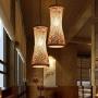 DLGGO Southeast Asian Tropical DIY Wicker Rattan Retro Lantern Pendant Lamp, Bamboo Spiral Shade, Bedroom Living Room Ceiling Chandelier Teahouse Dining Room Bar Cafe Club Single Head Hanging Lamp E27