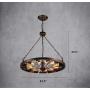 LAKIQ Retro Metal Chandelier 12 Lights Industrial Farmhouse Rust Wheel Hanging Pendant Lighting Fixture Indoor Lights for Kitchen Dining Room Living Room