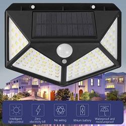 LED Solar Lights Outdoor, Motion Sensor Solar Lights Outdoor Wireless IP 65 Waterproof,Solar Security Lights with 3 Switch Modes for Garden Fence Patio Garage,Driveway(4 pcs)