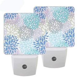 Pfrewn Spring Dahlia Flower Night Light Set of 2 Colors Floral Plug-in LED Nightlights Auto Dusk-to-Dawn Sensor Lamp for Bedroom Bathroom Kitchen Hallway Stairs Decorative