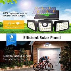 Solar Lights Outdoor, ZHUPIG 3 Adjustable Heads Solar Powered Outdoor Lights, 800LM 6000K Solar Motion Sensor Light Outdoor, IP65 Waterproof, Wide Angle Illumination for Garage, Garden and Pathway