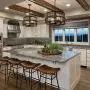Giluta Rustic Round Chandelier Island Pendant Lighting Fixture with 4 Glass Shades, Industrial Drum Chandelier for Dinning Room Living Room Doorway Farmhouse Foyer Bar, Black (C0050)