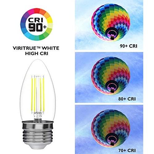 (6 Pack) 35-Watt Equivalent LED E26 Base Chandelier B11 Dimmable Clear Filament Vintage Style Light Bulb 5000K Daylight Decorative 35W LED Chandelier Ceiling Fan Bulbs