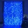 Fiee Curtain Lights,304L 9.8ftX9.8ft 30V 8Modes Safety Window Lights with Memory for Home Wedding Christmas Party Patio Lawn Garden Bedroom Outdoor Indoor Wall Decorations (304LED, Blue)