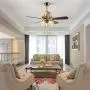 SOZOMO 42'' Modern Ceiling Fan, Indoor Antique Brass Ceiling Fan with Blown Splicing Glass Lampshade, Pull Chain Ceiling Fan Light Fixture For Bedroom, Dining Room. (5 Wooden Blades)