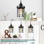 3 Packs Unique Industrial Pendant Lighting, Mini Ceiling Vintage Metal Hanging Lamp Fixture, Adjustable Retro Pendant Light Black for Kitchen Island Counter Dining Room Restaurant Bedroom, E26 Base