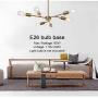 Banato Sputnik Chandelier 6 Lights Modern Hanging Pendant Lighting Industrial Vintage Brushed Brass Ceiling Light Fixture for Dining Room Living Room